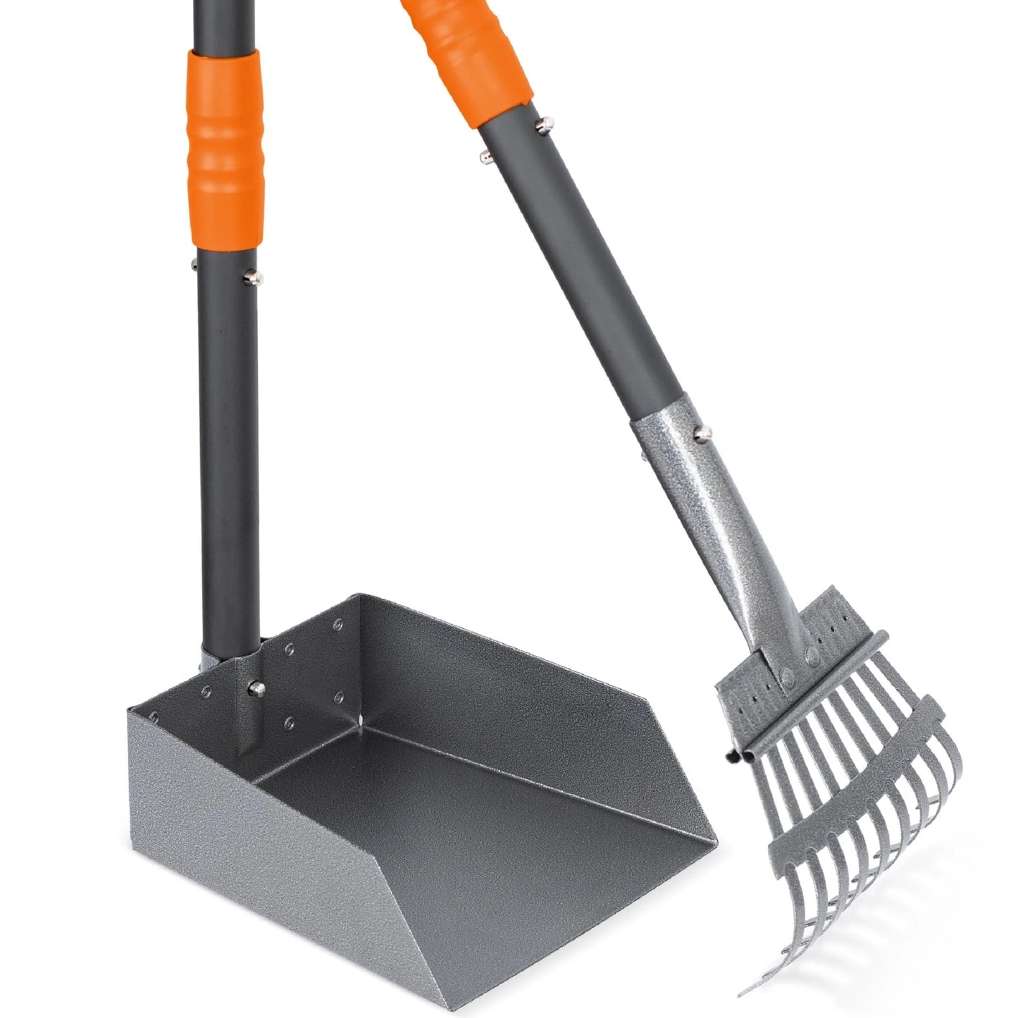Pooper Scooper for Dog, Poop Scoop with 2 Pack Adjustable Long Handle, Black&Orange