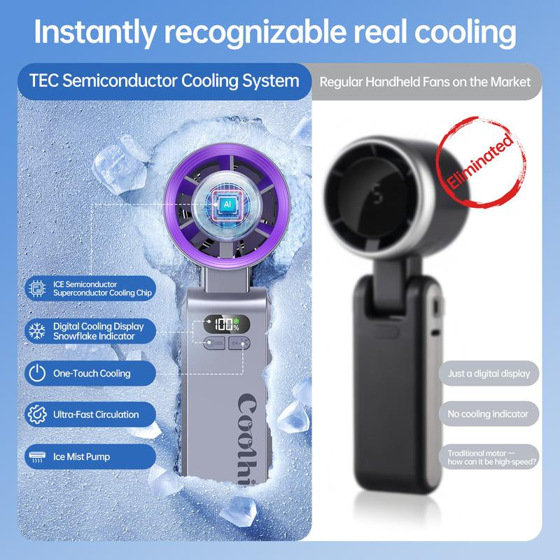 Coolhill Portable Handheld High Speed Fan, 199 Adjustable Level, Foldable Fan for Summer