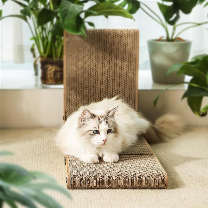 Cat Scratching Board with Ball Toy, Large Vertical L Shape Scratch Pads - Space-Saving and Wall-Protecting Design 24.8"L X 11.6"W X 15"H