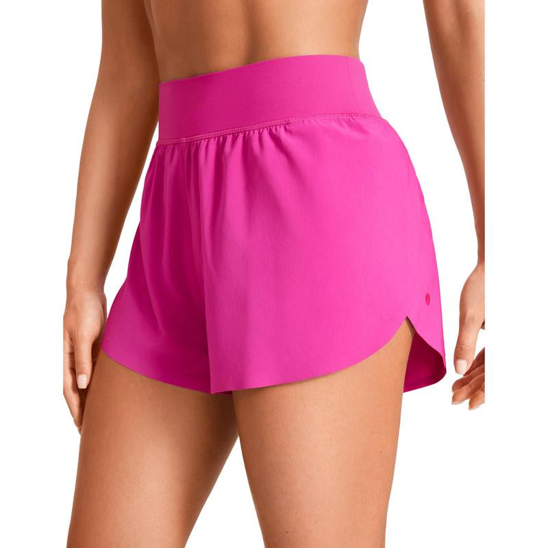 CRZ YOGA High Waisted Dolphin Athletic Running Shorts for Women 3" High Split Comfy Mesh Liner for Gym Workout Track