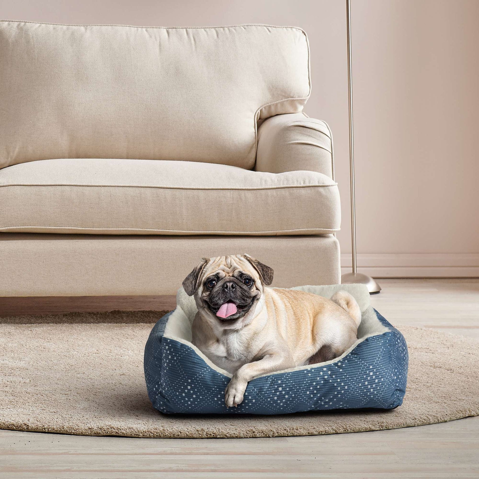 Lounger Small Pet Bed, Blue 21" X 17"