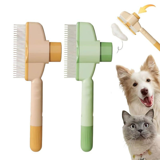2Pack Pet Comb for Dogs Cats with Long Short Stainless Steel Metal Teeth for Shedding and Tangles, Self-Cleaning Pet Comb for Dogs and Cats