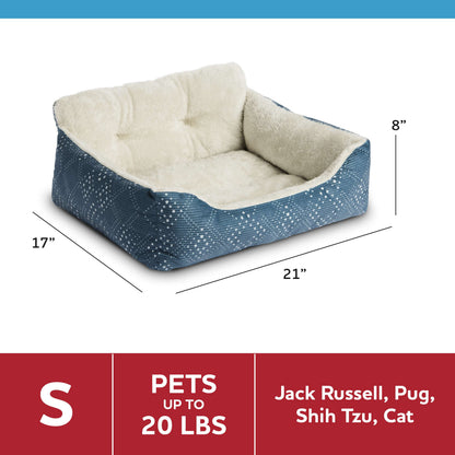 Lounger Small Pet Bed, Blue 21" X 17"